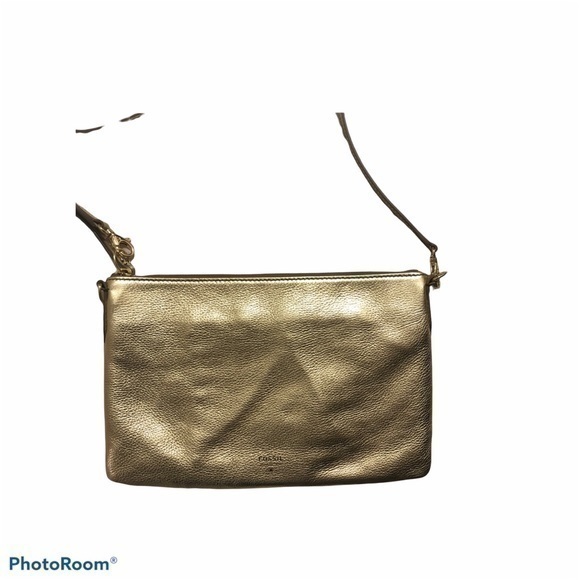 Fossil Gold Leather Crossbody Bag